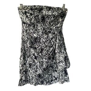 Lush Strapless Animal Print Side Waterfall Ruffles Mini Cocktail Lined Dress S